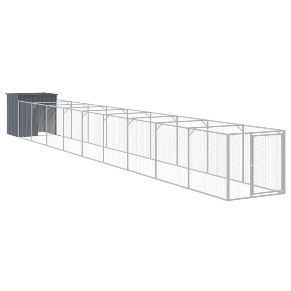 Vidaxl (Anthracite, 110 X 1017 X 110 Cm) Dog House Dog Kennel With Run Dog Cage Anthracite Galvanised Steel