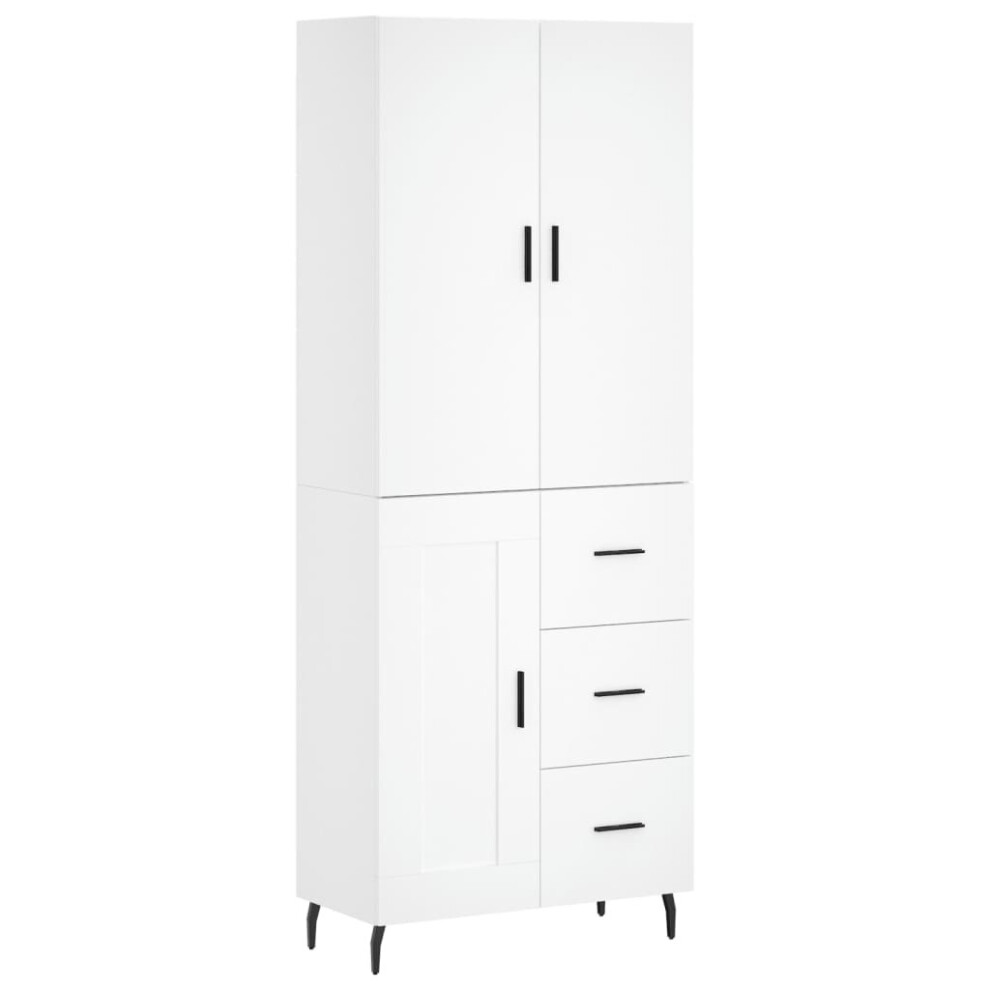 Vidaxl (White, 1 Wood Door 3 Drawers) Highboard Sideboard Storage Cabinet Side Cabinet White Engineered Wood