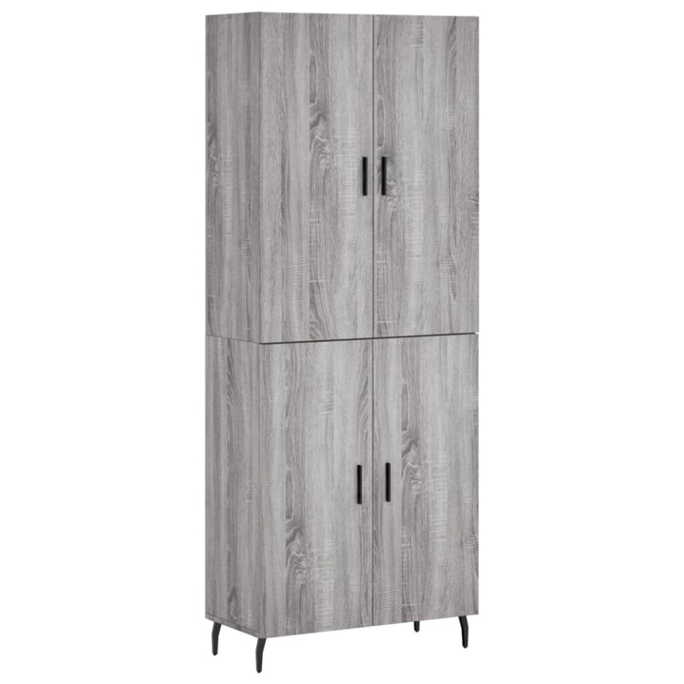 Vidaxl (Grey Sonoma, 2 Doors) Highboard Sideboard Storage Cabinet Side Cabinet White Engineered Wood