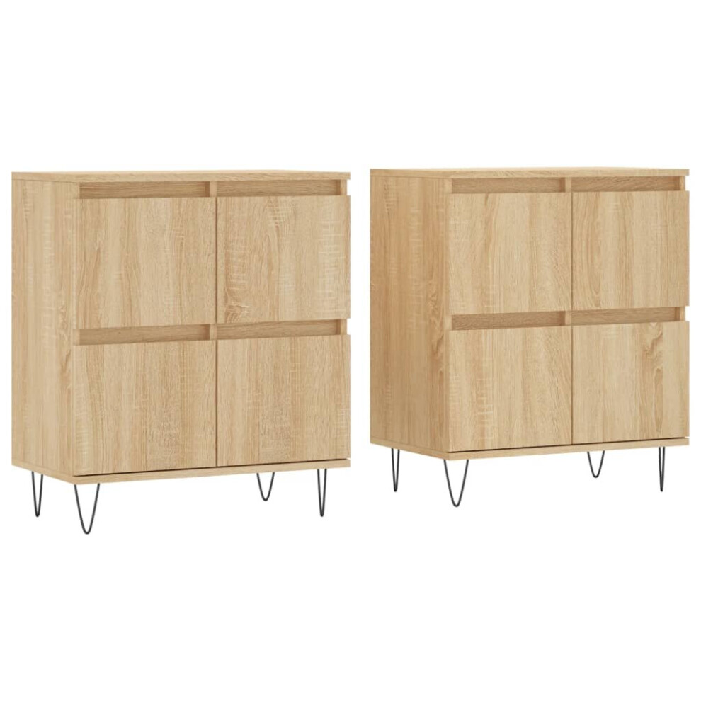 Vidaxl (Sonoma Oak, 2 Pcs) Sideboard Storage Cupboard Side Cabinets 2 Pcs White Engineered Wood