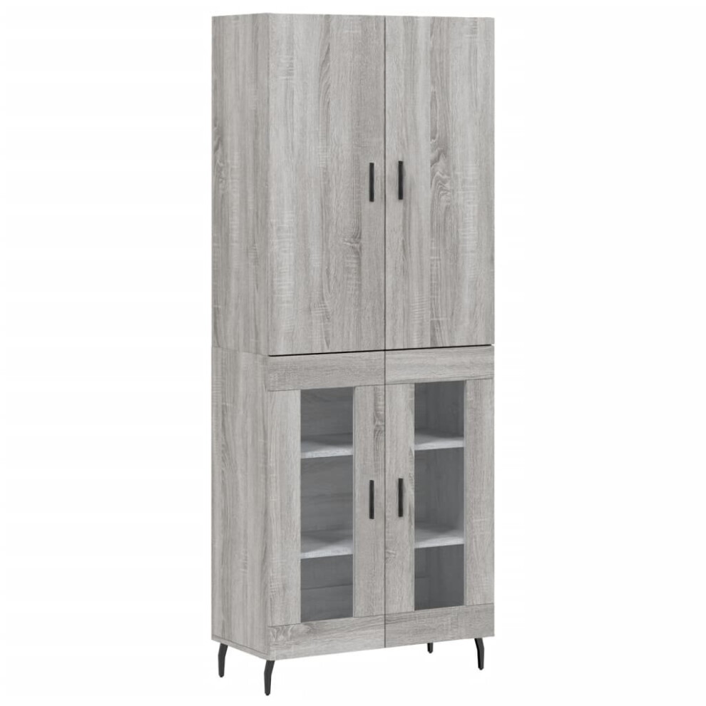 (grey sonoma, 2 glass doors) vidaXL Highboard Sideboard Storage Cabinet Side Cabinet White Engineered Wood