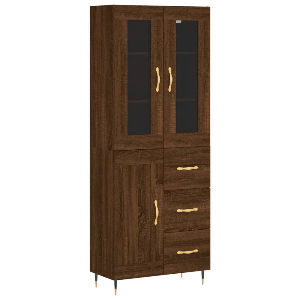 (brown oak, 1 wood door 3 drawers) vidaXL Highboard Sideboard Tall Storage Cabinet Side Cabinet Engineered Wood