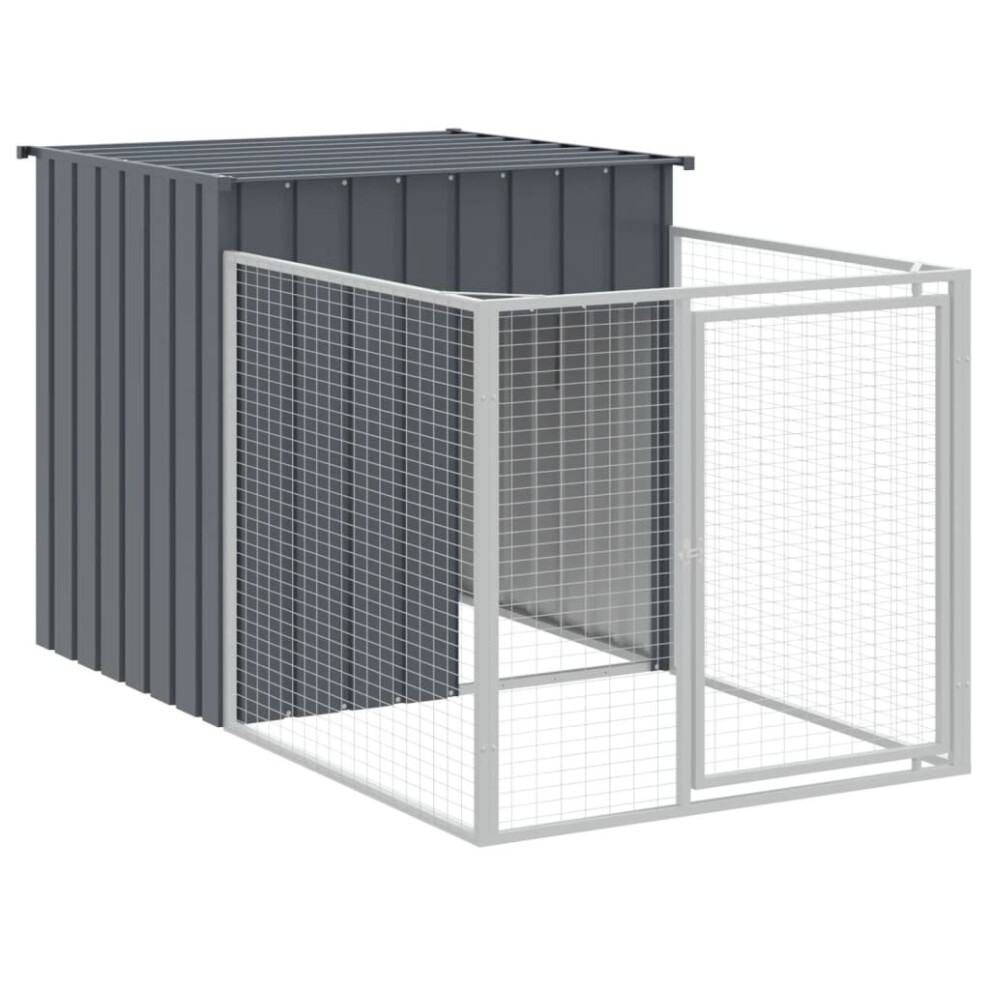 (anthracite, 110 x 201 x 110 cm) vidaXL Dog House Dog Kennel with Run Dog Cage Anthracite Galvanised Steel