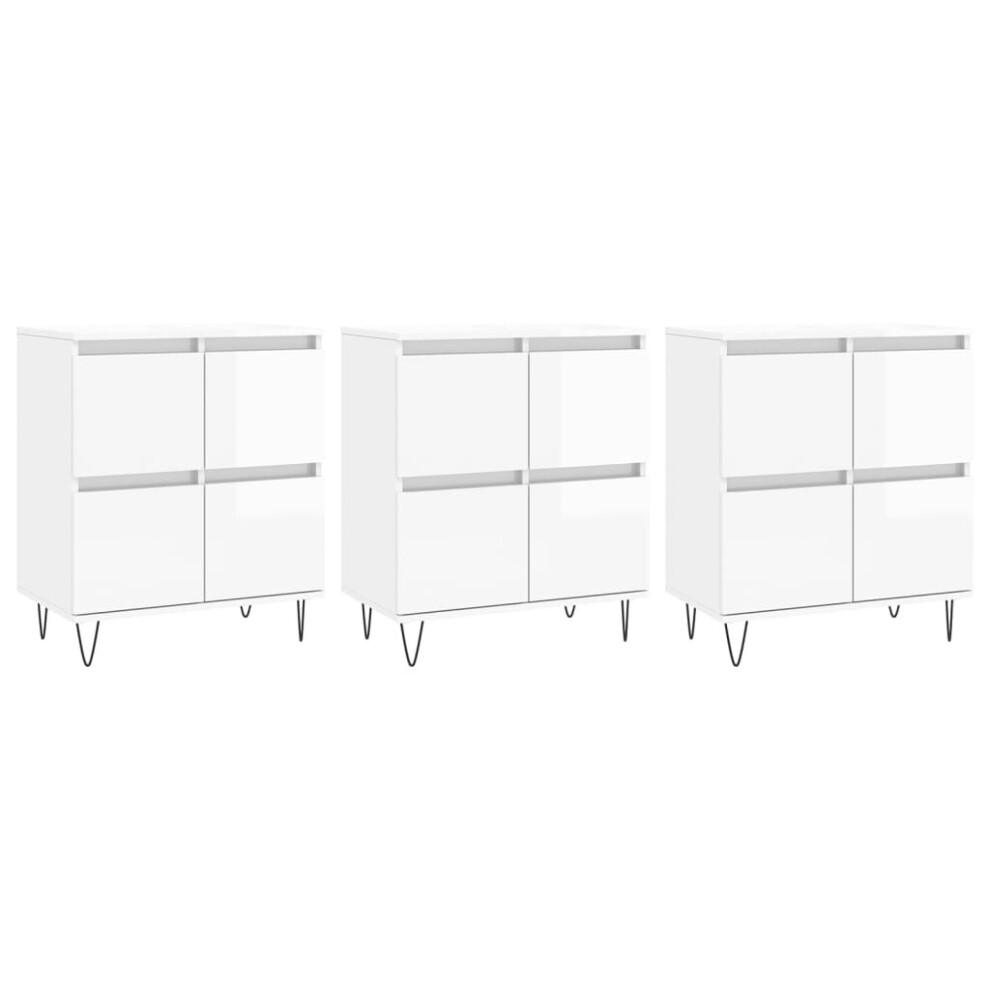 (high gloss white, 3 pcs) vidaXL Sideboard Storage Cupboard Side Cabinets 2 pcs White Engineered Wood