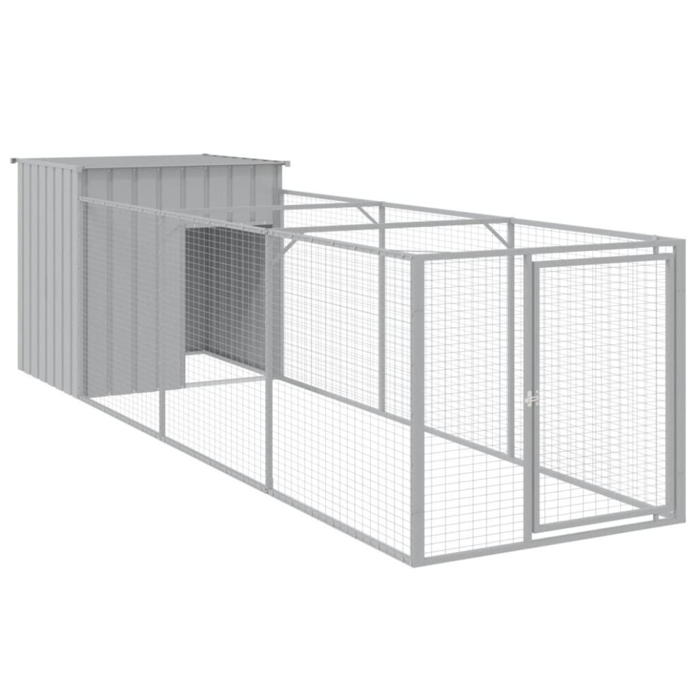 Vidaxl (Light Grey, 110 X 405 X 110 Cm) Dog House Dog Kennel With Run Dog Cage Anthracite Galvanised Steel