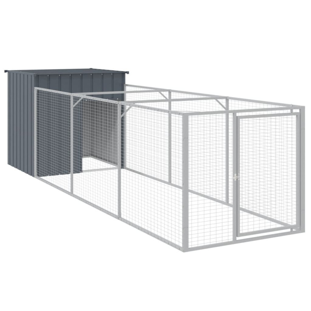 Vidaxl (Anthracite, 110 X 405 X 110 Cm) Dog House Dog Kennel With Run Dog Cage Anthracite Galvanised Steel