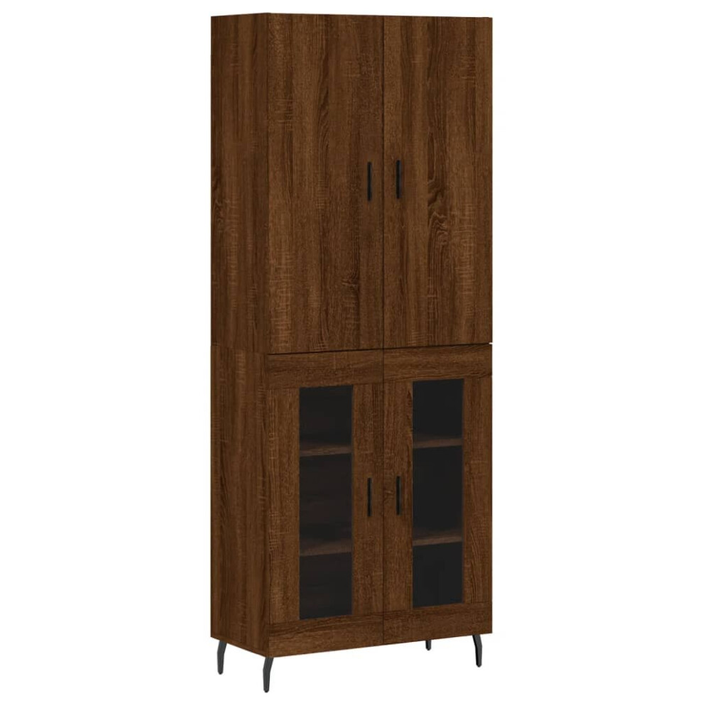 (brown oak, 2 glass doors) vidaXL Highboard Sideboard Storage Cabinet Side Cabinet White Engineered Wood