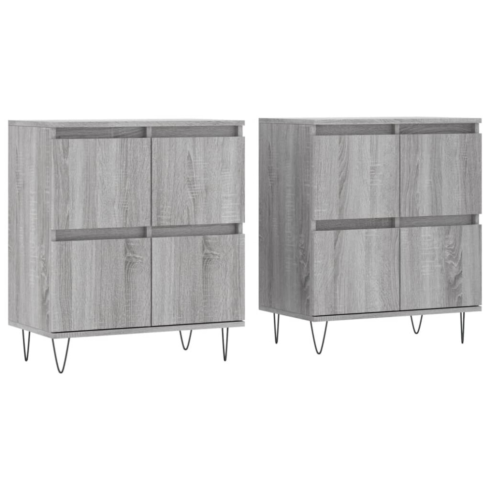 (grey sonoma, 2 pcs) vidaXL Sideboard Storage Cupboard Side Cabinets 2 pcs White Engineered Wood