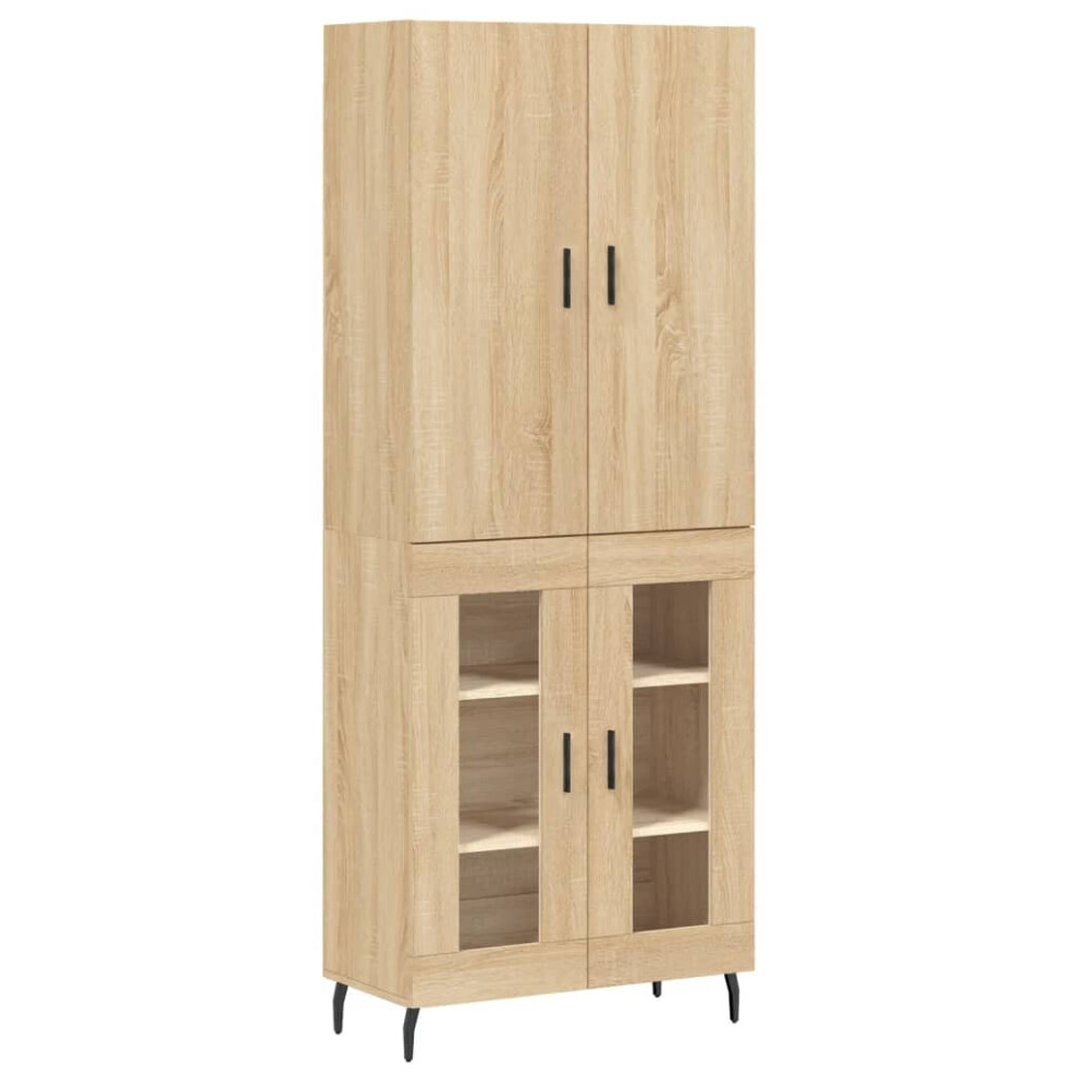 (sonoma oak, 2 glass doors) vidaXL Highboard Sideboard Storage Cabinet Side Cabinet White Engineered Wood