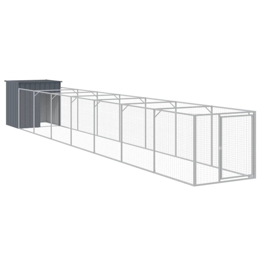 Vidaxl (Anthracite, 110 X 813 X 110 Cm) Dog House Dog Kennel With Run Dog Cage Anthracite Galvanised Steel