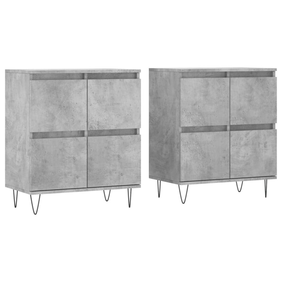 Vidaxl (Concrete Grey, 2 Pcs) Sideboard Storage Cupboard Side Cabinets 2 Pcs White Engineered Wood