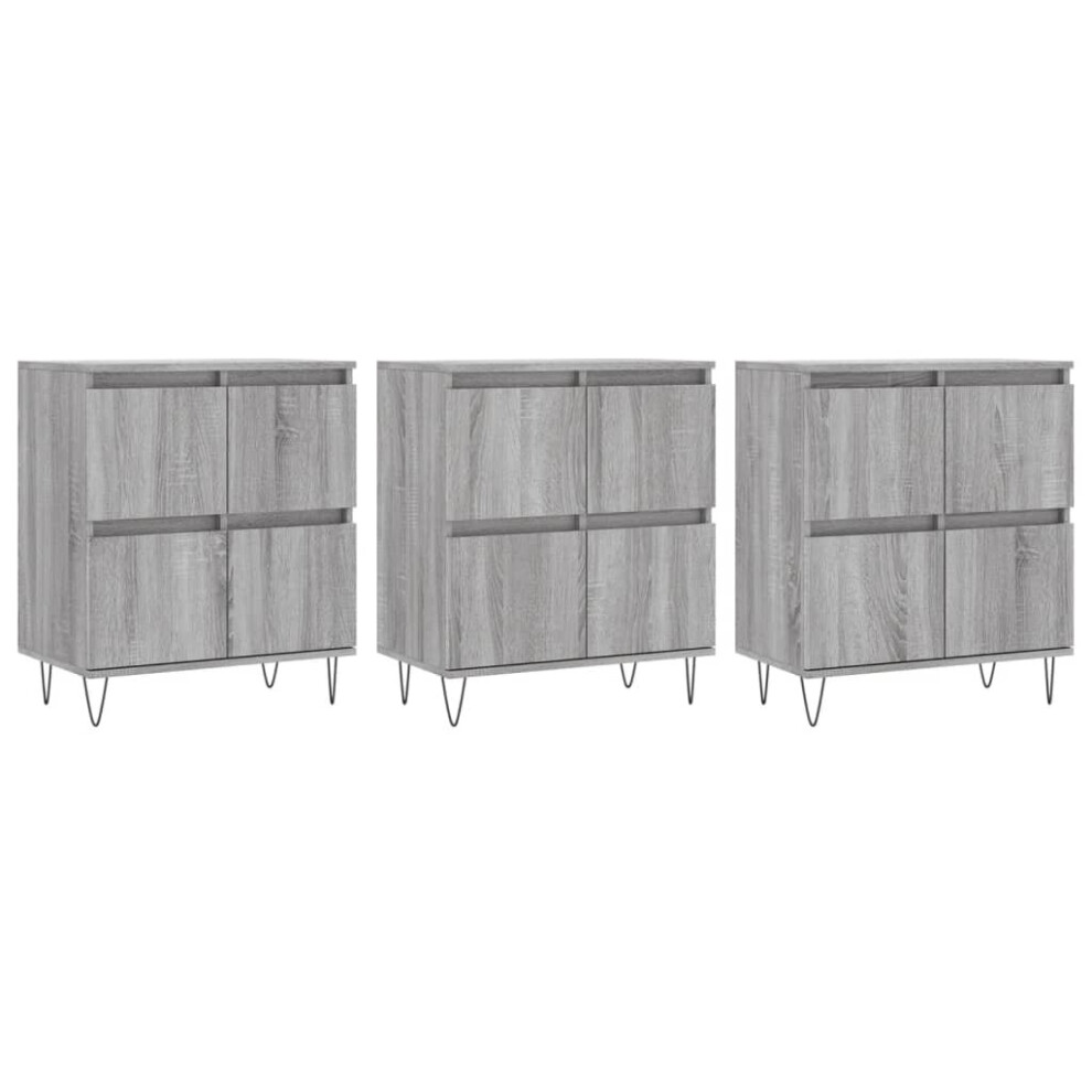 (grey sonoma, 3 pcs) vidaXL Sideboard Storage Cupboard Side Cabinets 2 pcs White Engineered Wood