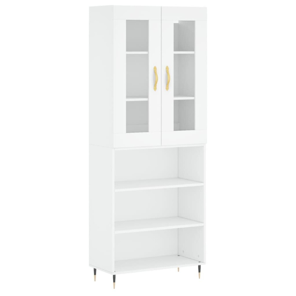 Vidaxl (, Shelves) Highboard Sideboard Tall Storage Cabinet Side Cabinet Engineered Wood White Size 3