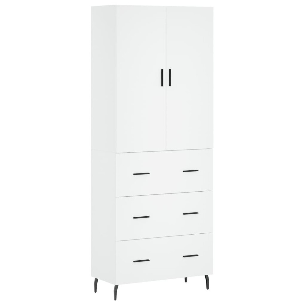 Vidaxl (, 3 Drawers) Highboard Sideboard Storage Cabinet Side Cabinet Engineered Wood White