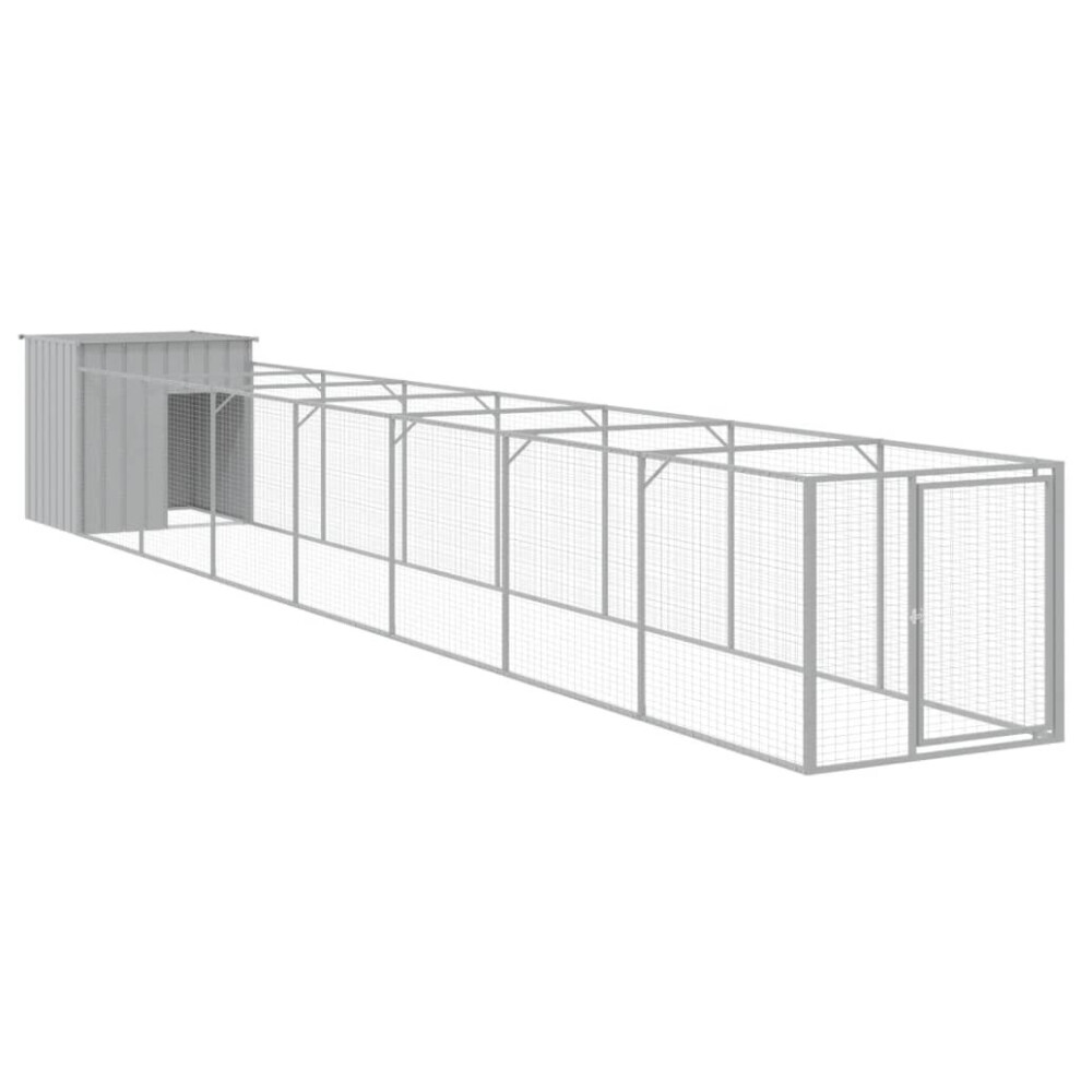 Vidaxl (Light Grey, 110 X 813 X 110 Cm) Dog House Dog Kennel With Run Dog Cage Anthracite Galvanised Steel