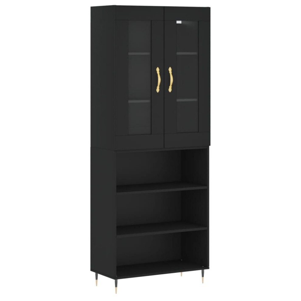 (black, 3 shelves) vidaXL Highboard Sideboard Tall Storage Cabinet Side Cabinet Engineered Wood