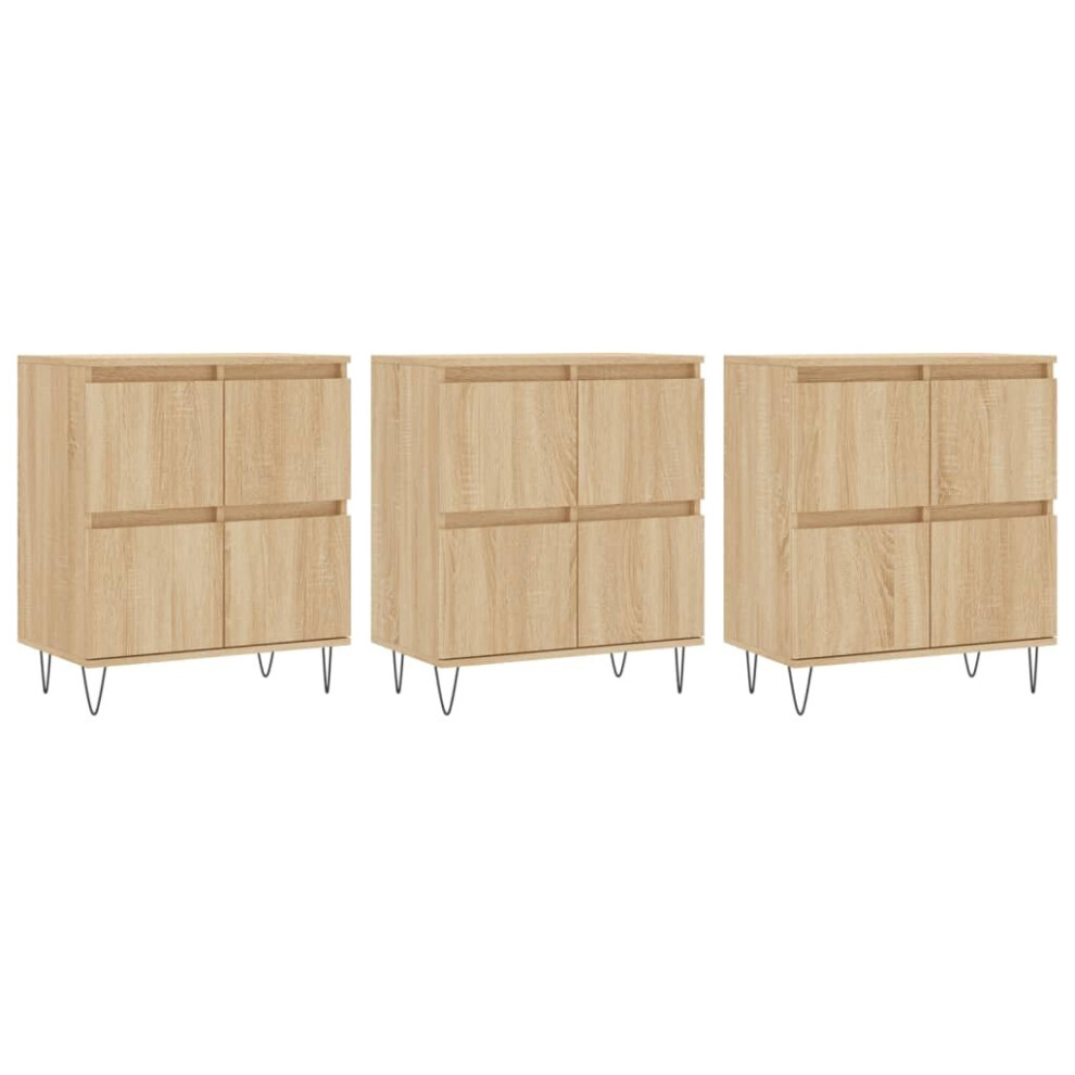 Vidaxl (Sonoma Oak, 3 Pcs) Sideboard Storage Cupboard Side Cabinets 2 Pcs White Engineered Wood