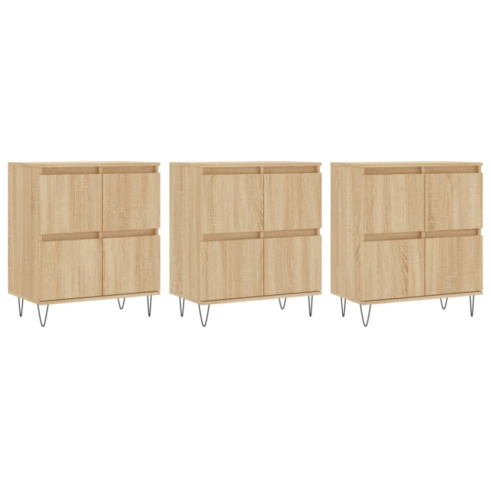 (sonoma oak, 3 pcs) vidaXL Sideboard Storage Cupboard Side Cabinets 2 pcs White Engineered Wood