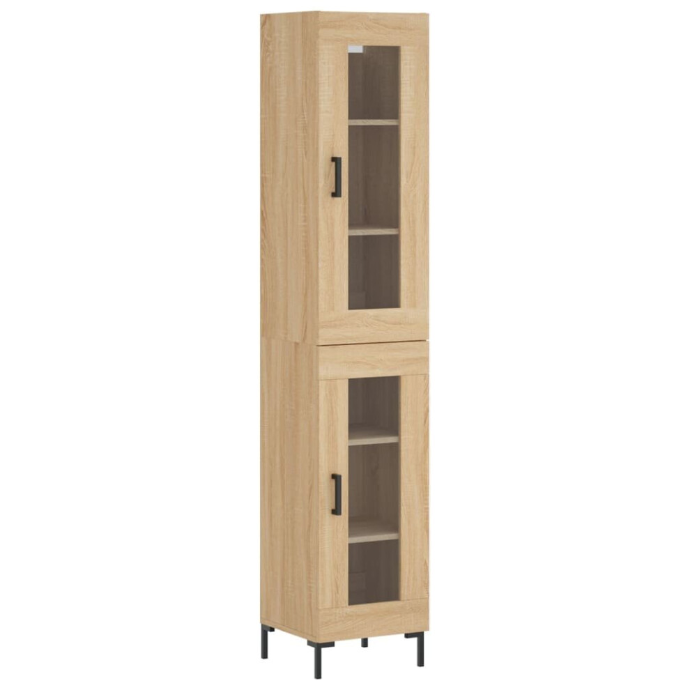 (sonoma oak, 1 glass door) vidaXL Highboard Sideboard Tall Storage Cabinet Side Cabinet Engineered Wood