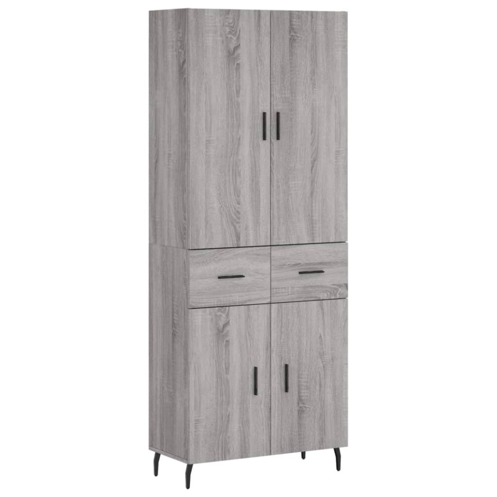 Vidaxl (Grey Sonoma, 2 Doors 2 Drawers) Highboard Sideboard Storage Cabinet Side Cabinet White Engineered Wood White,Grey