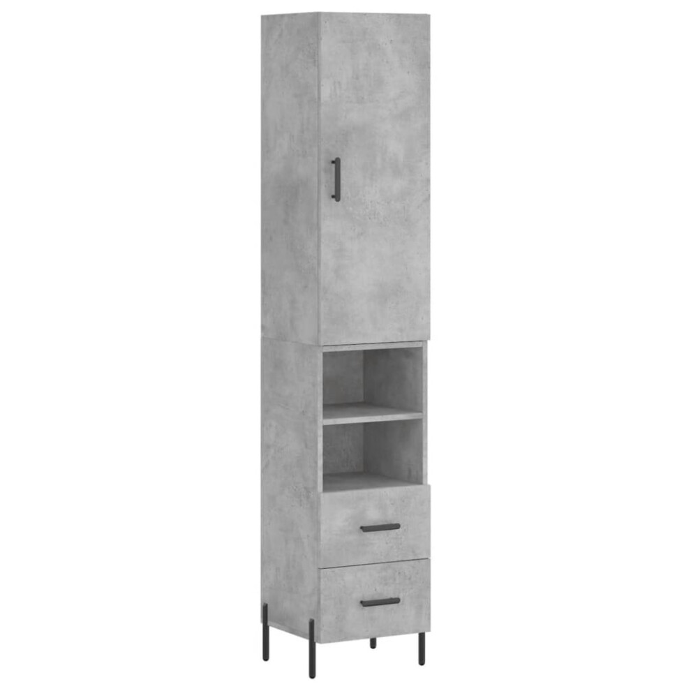 (concrete grey, 2 drawers 2 shelves) vidaXL Highboard Sideboard Tall Storage Cabinet Side Cabinet Engineered Wood