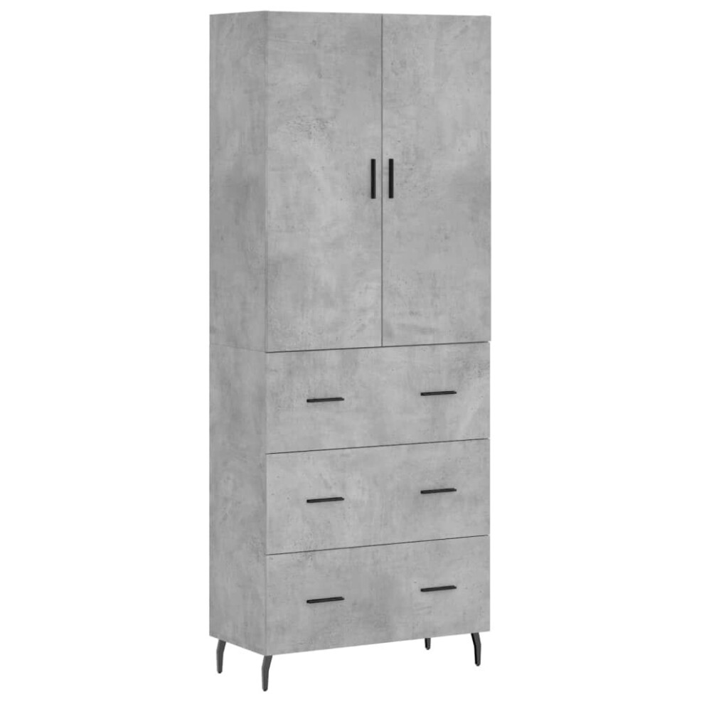 (concrete grey, 3 drawers) vidaXL Highboard Sideboard Storage Cabinet Side Cabinet White Engineered Wood