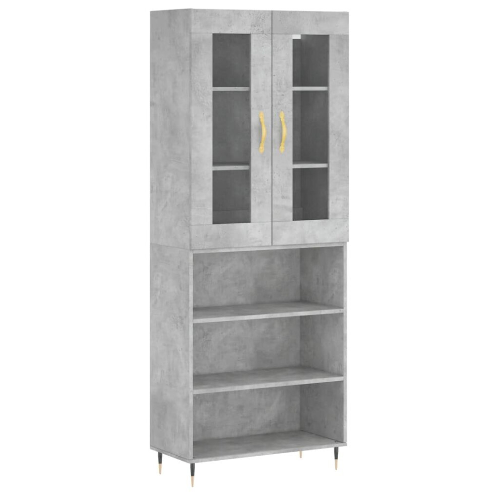 Vidaxl (Concrete Grey, 3 Shelves) Highboard Sideboard Tall Storage Cabinet Side Cabinet Engineered Wood