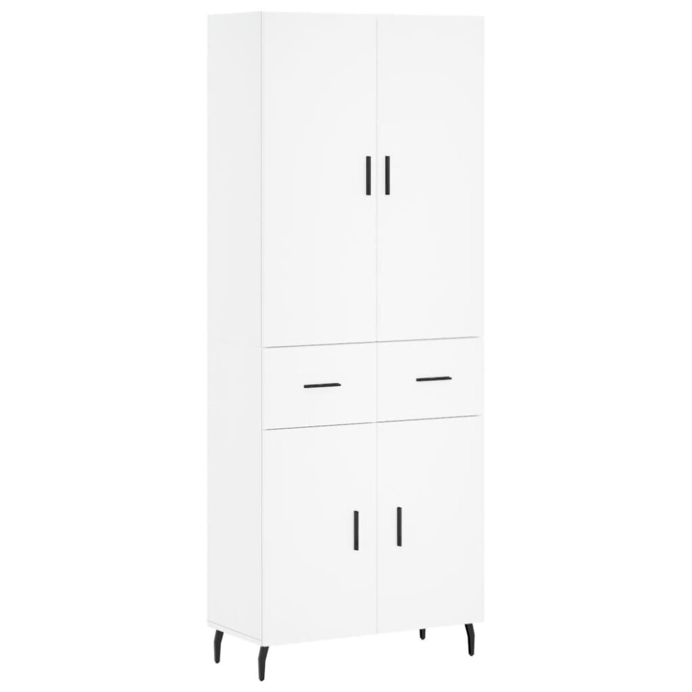 Vidaxl (White, 2 Doors 2 Drawers) Highboard Sideboard Storage Cabinet Side Cabinet White Engineered Wood