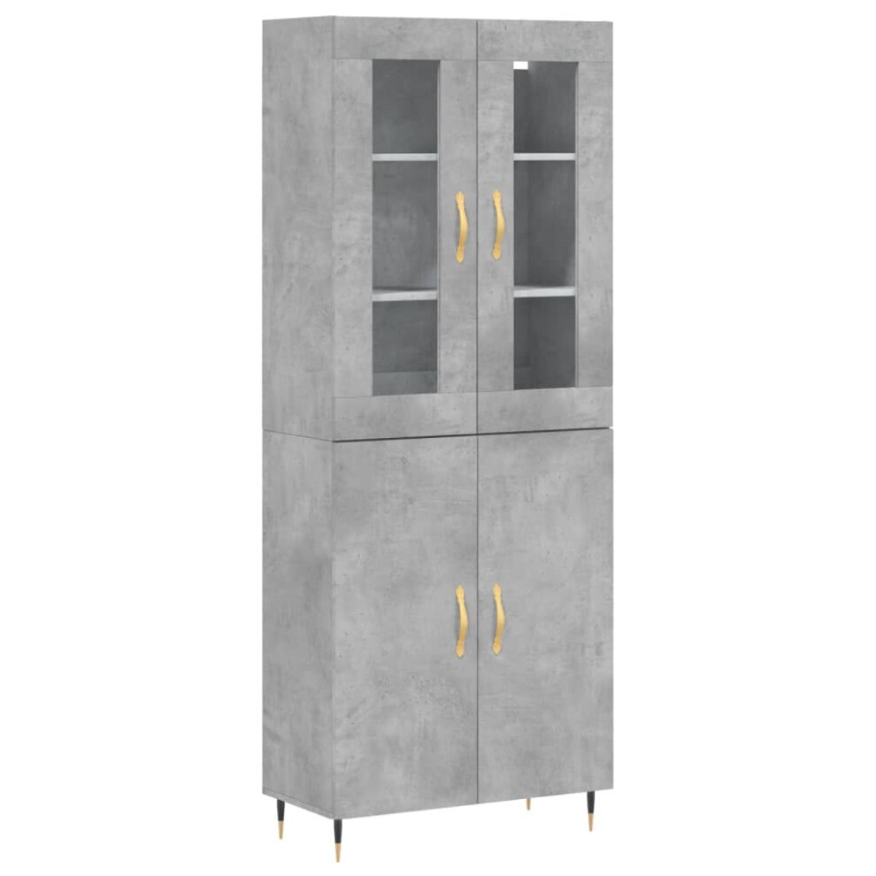 Vidaxl (Concrete Grey, 2 Doors) Highboard Sideboard Tall Storage Cabinet Side Cabinet Engineered Wood