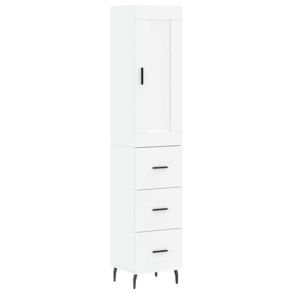 Vidaxl (, 3 Drawers) Highboard Sideboard Tall Storage Cabinet Side Cabinet Engineered Wood White