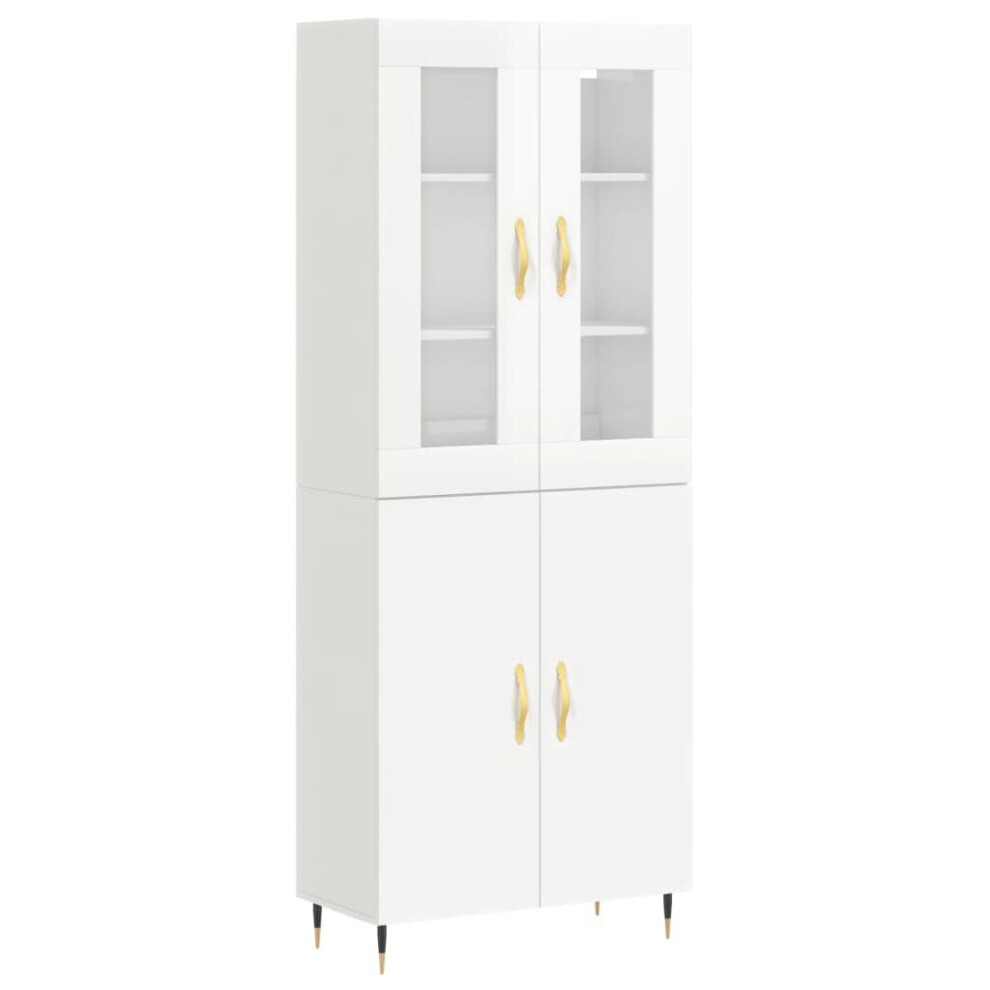 (high gloss white, 2 doors) vidaXL Highboard Sideboard Tall Storage Cabinet Side Cabinet Engineered Wood