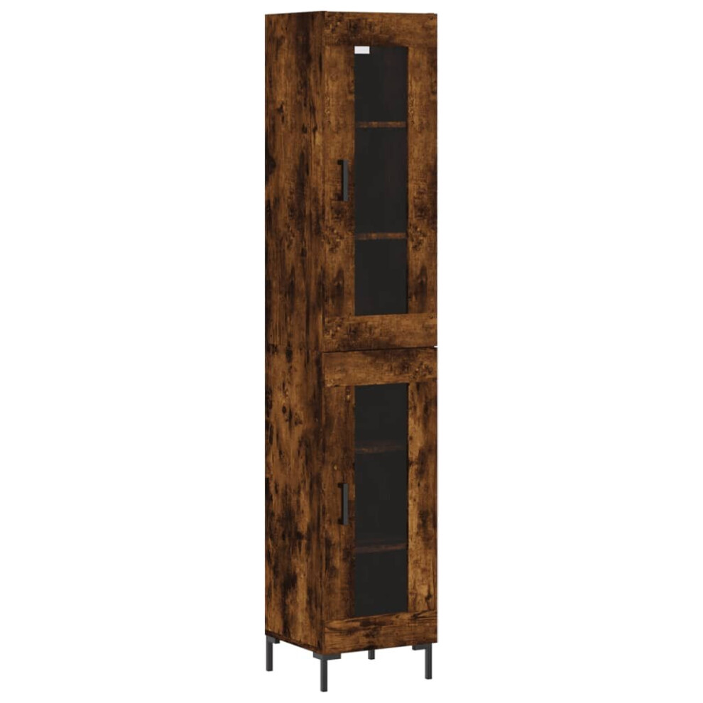 (smoked oak, 1 glass door) vidaXL Highboard Sideboard Tall Storage Cabinet Side Cabinet Engineered Wood