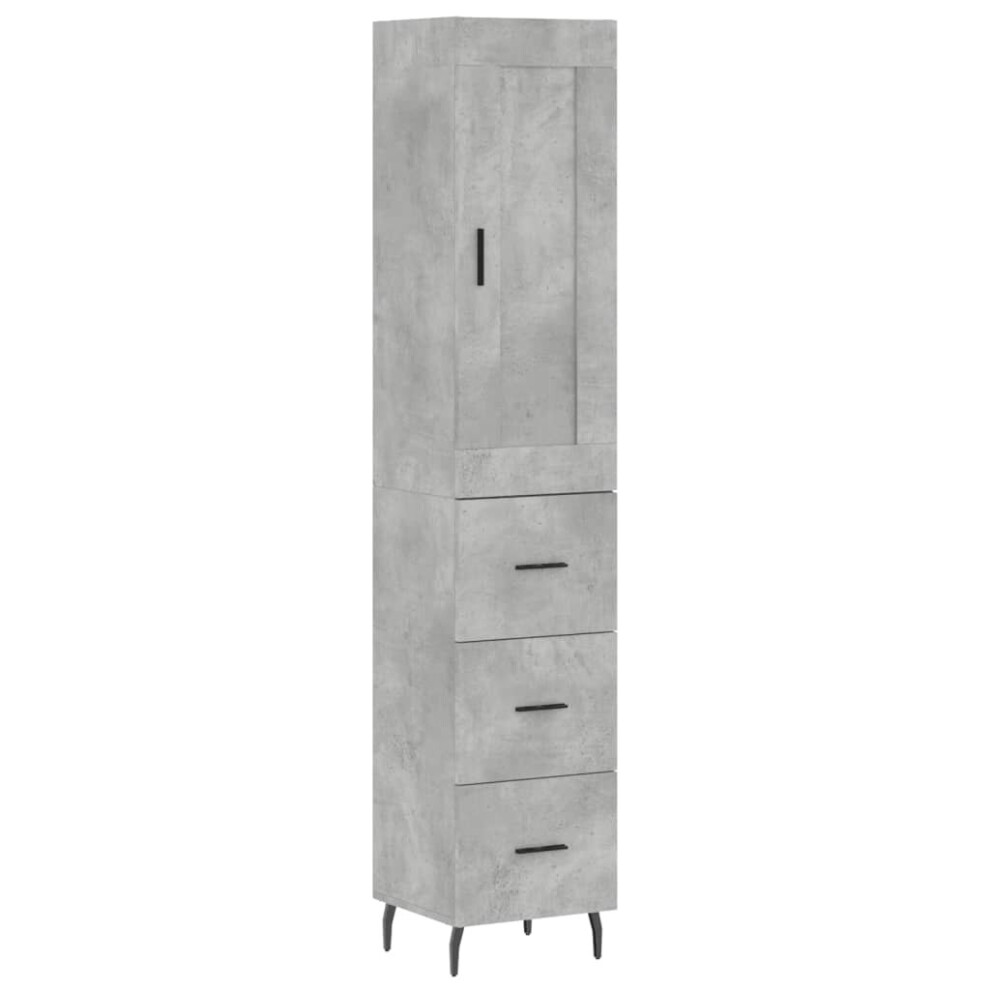 Vidaxl (Concrete 3 Drawers) Highboard Sideboard Tall Storage Cabinet Side Cabinet Engineered Wood Grey