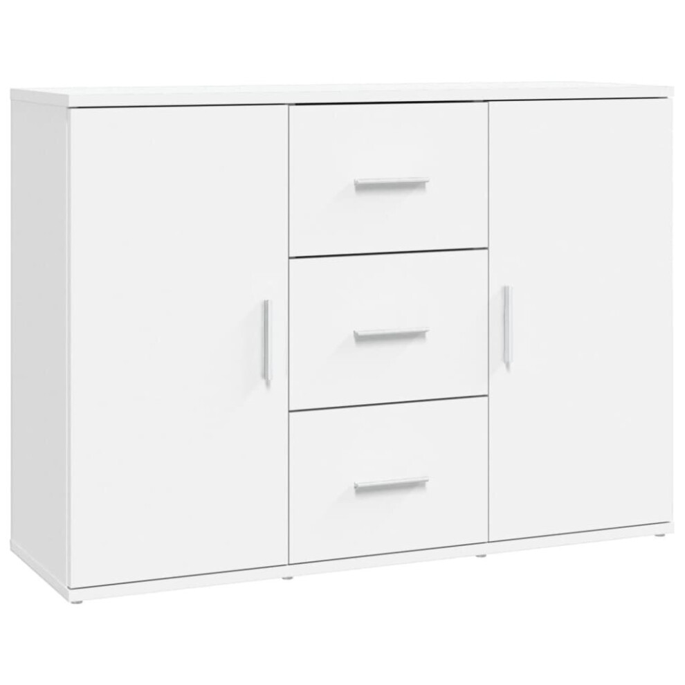 VIDAXL White Sideboard - 2 Doors 3 Drawers - Engineered Wood - 65 x 91 x 29.5cm - Image 3