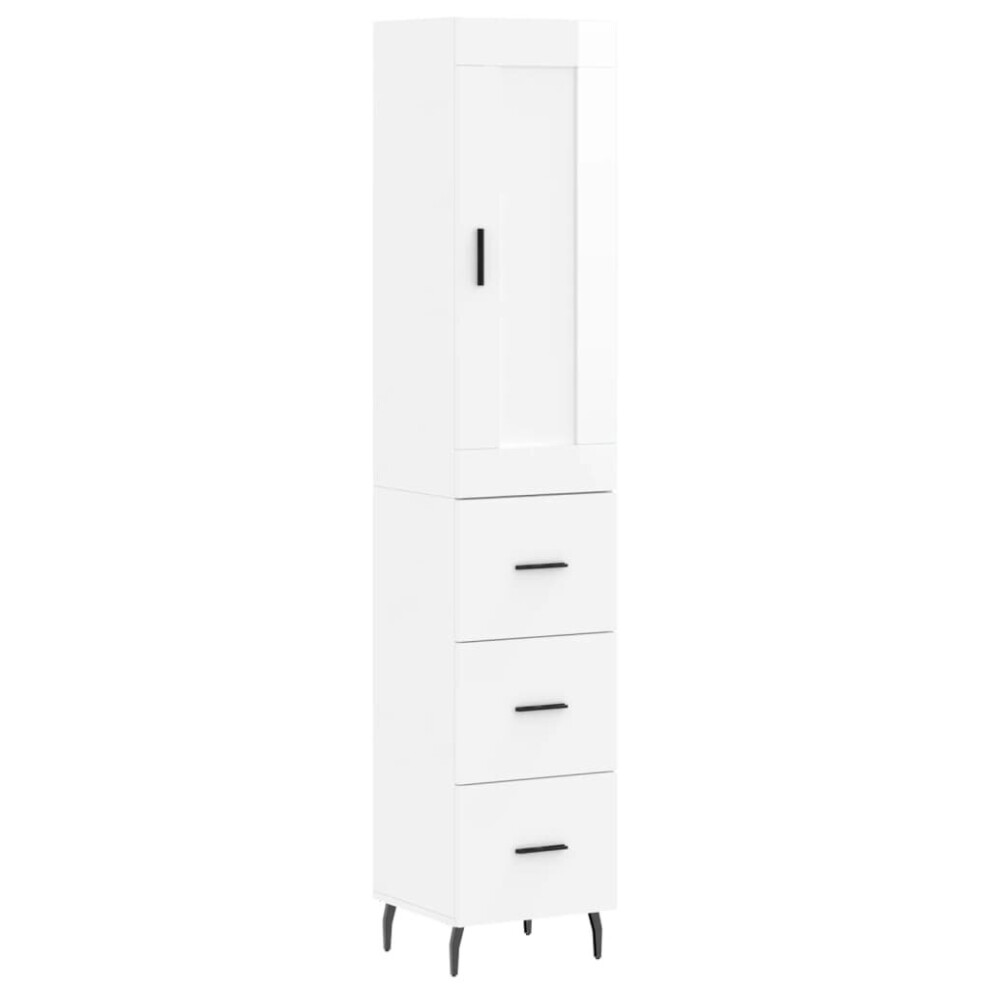 (high gloss white, 3 drawers) vidaXL Highboard Sideboard Tall Storage Cabinet Side Cabinet Engineered Wood