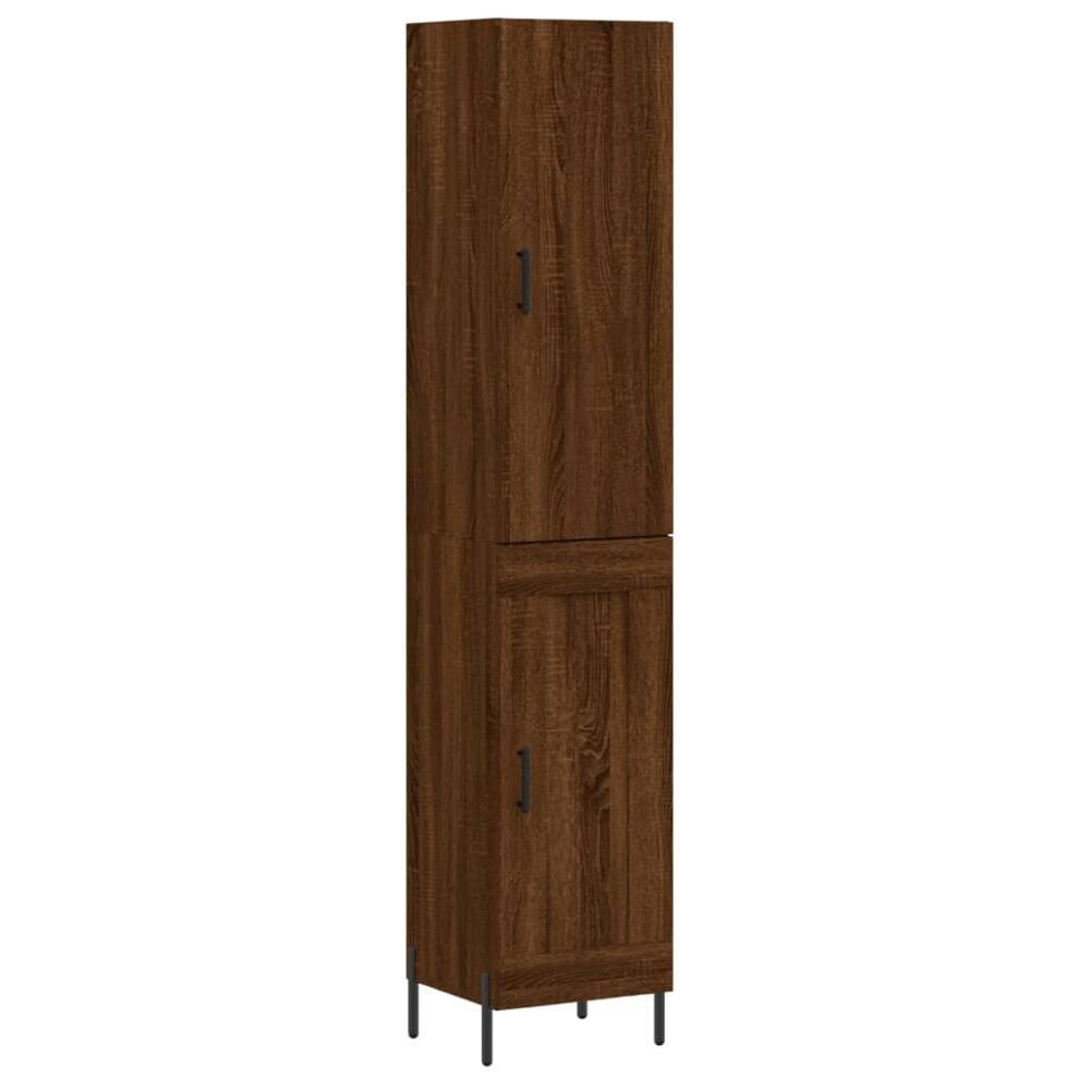 (brown oak, 1 wood door) vidaXL Highboard Sideboard Tall Storage Cabinet Side Cabinet Engineered Wood