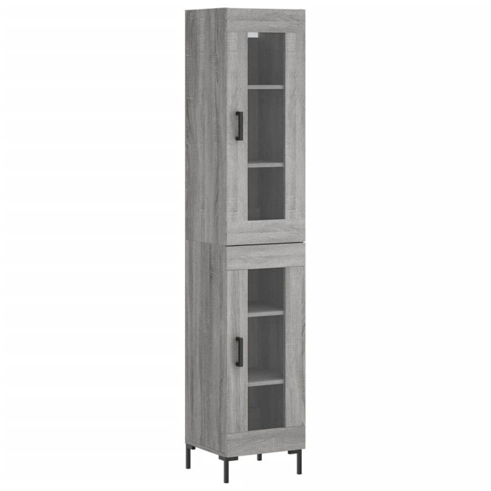 (grey sonoma, 1 glass door) vidaXL Highboard Sideboard Tall Storage Cabinet Side Cabinet Engineered Wood