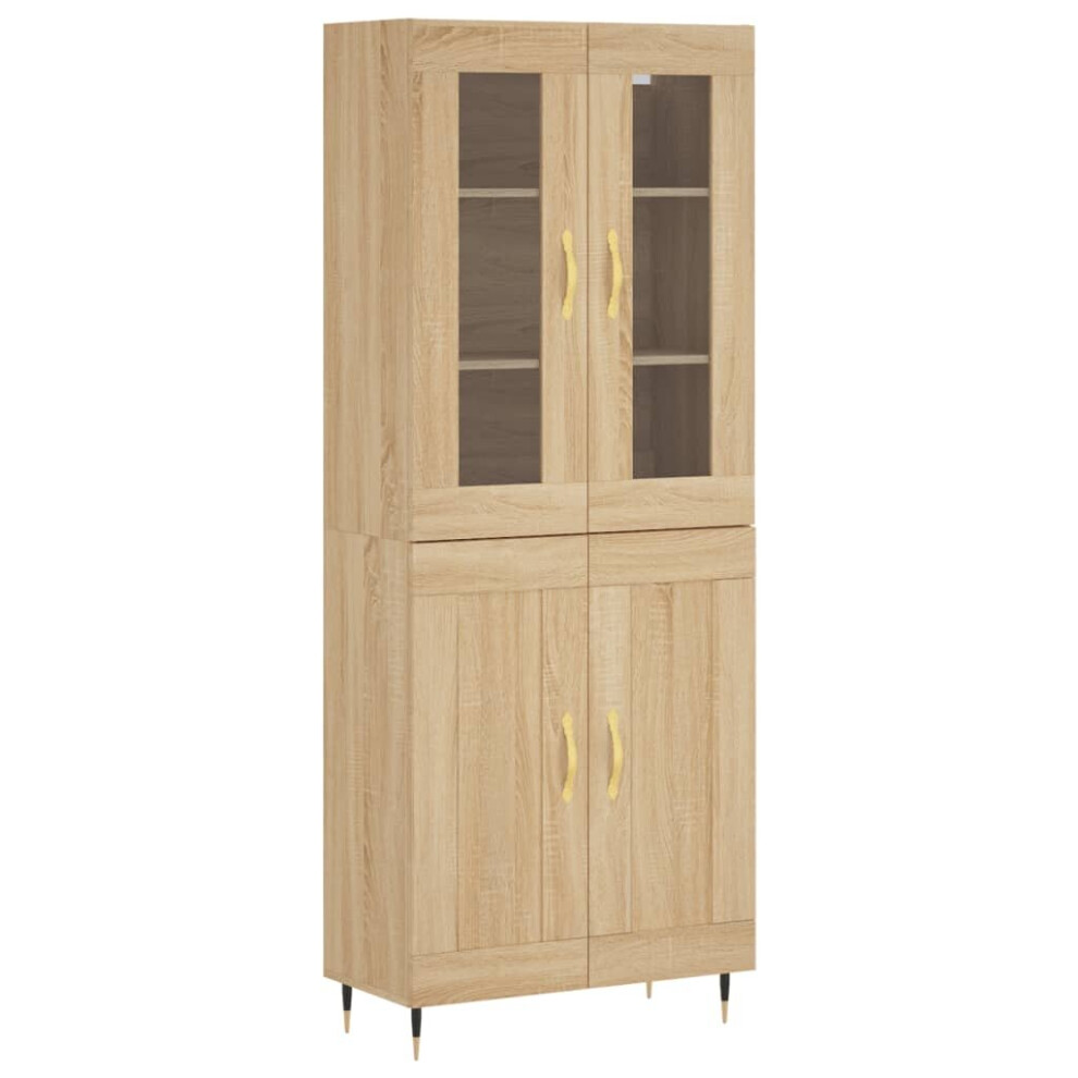 Vidaxl (Sonoma Oak, 2 Wood Doors) Highboard Sideboard Tall Storage Cabinet Side Cabinet Engineered Wood