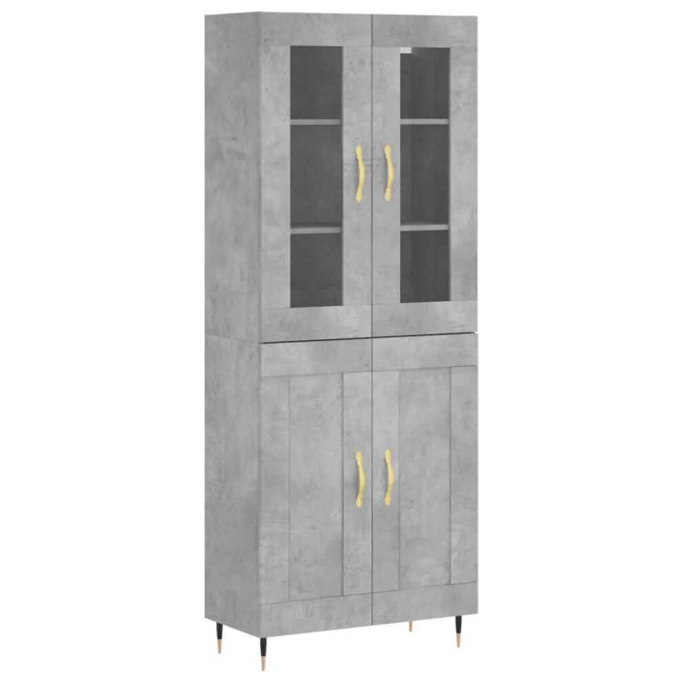 Vidaxl (Concrete Grey, 2 Wood Doors) Highboard Sideboard Tall Storage Cabinet Side Cabinet Engineered Wood
