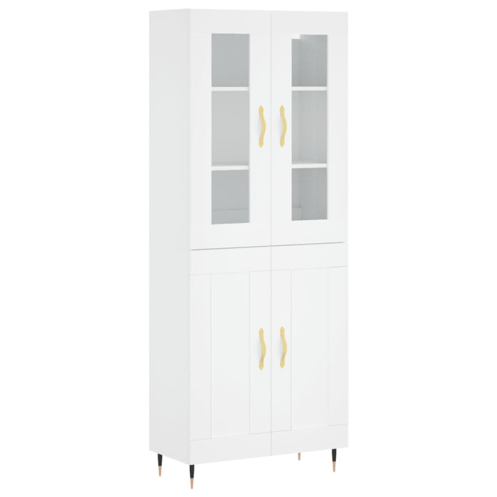 Vidaxl (White, 2 Wood Doors) Highboard Sideboard Tall Storage Cabinet Side Cabinet Engineered Wood
