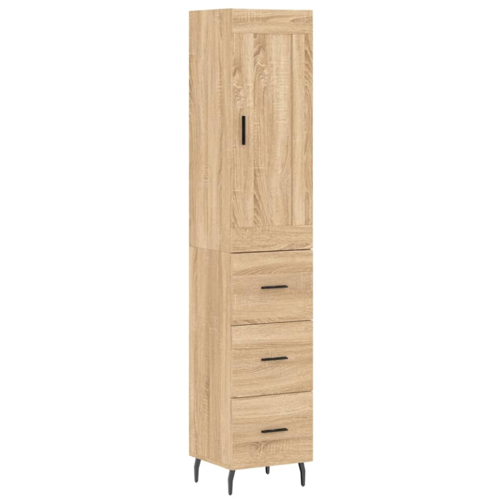 Vidaxl (Sonoma Oak, 3 Drawers) Highboard Sideboard Tall Storage Cabinet Side Cabinet Engineered Wood