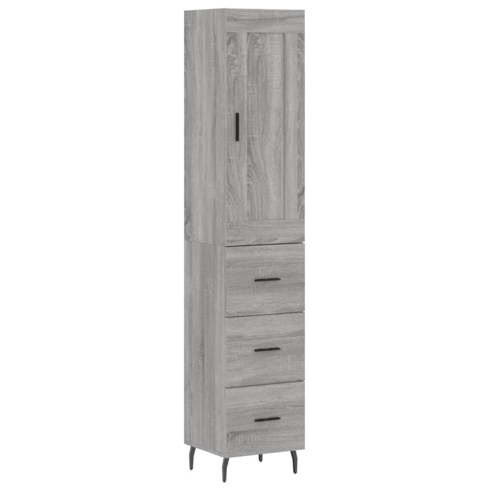 (grey sonoma, 3 drawers) vidaXL Highboard Sideboard Tall Storage Cabinet Side Cabinet Engineered Wood