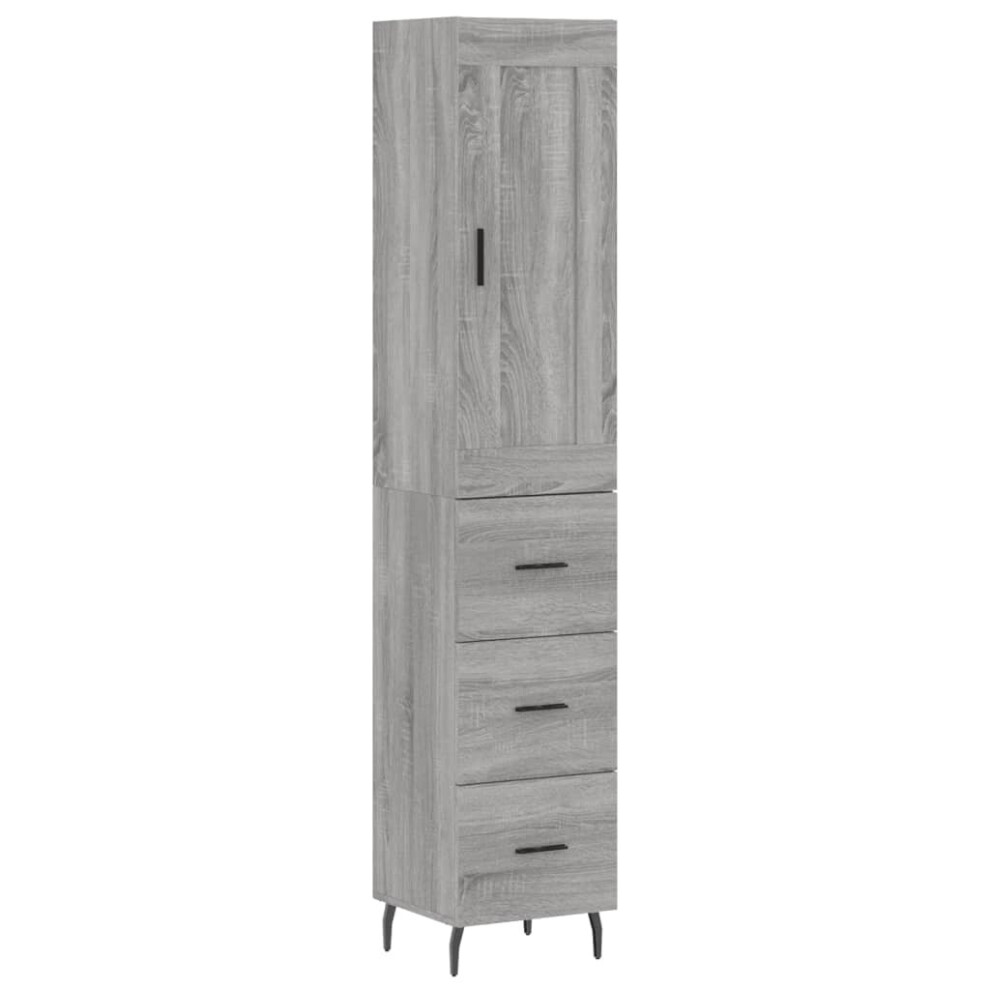 Vidaxl ( Sonoma, 3 Drawers) Highboard Sideboard Tall Storage Cabinet Side Cabinet Engineered Wood Grey