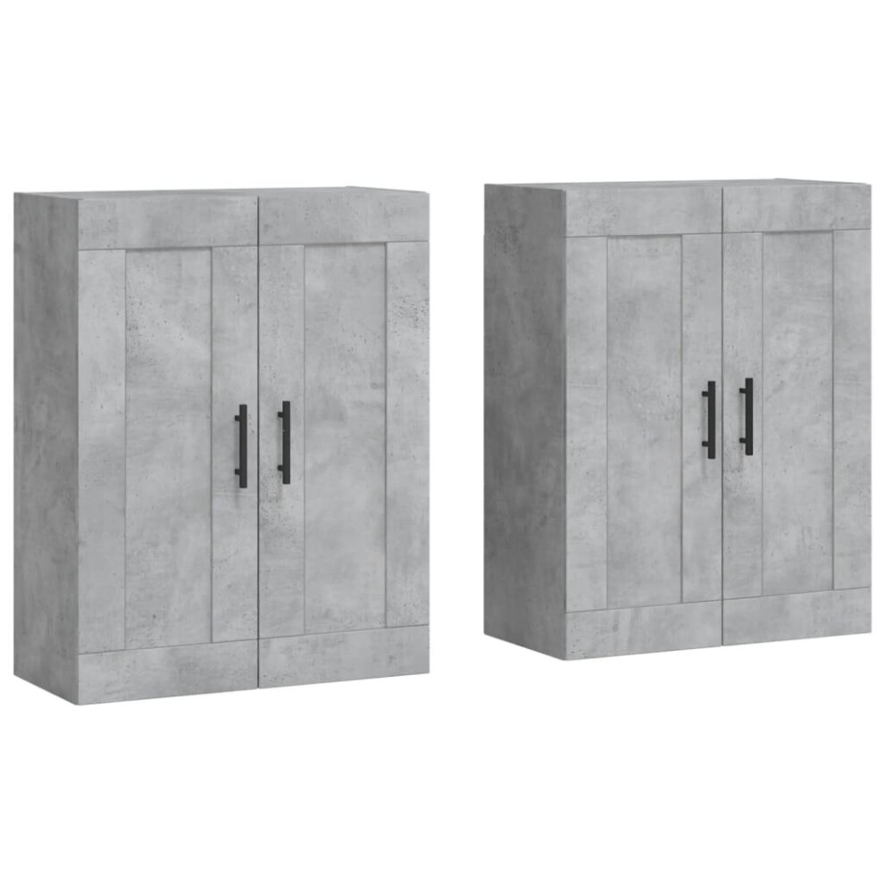 vidaXL Wall Mounted Cabinets Cupboard 2 pcs Concrete Grey Engineered Wood