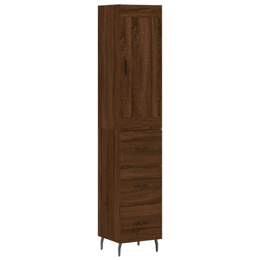 (brown oak, 3 drawers) vidaXL Highboard Sideboard Tall Storage Cabinet Side Cabinet Engineered Wood