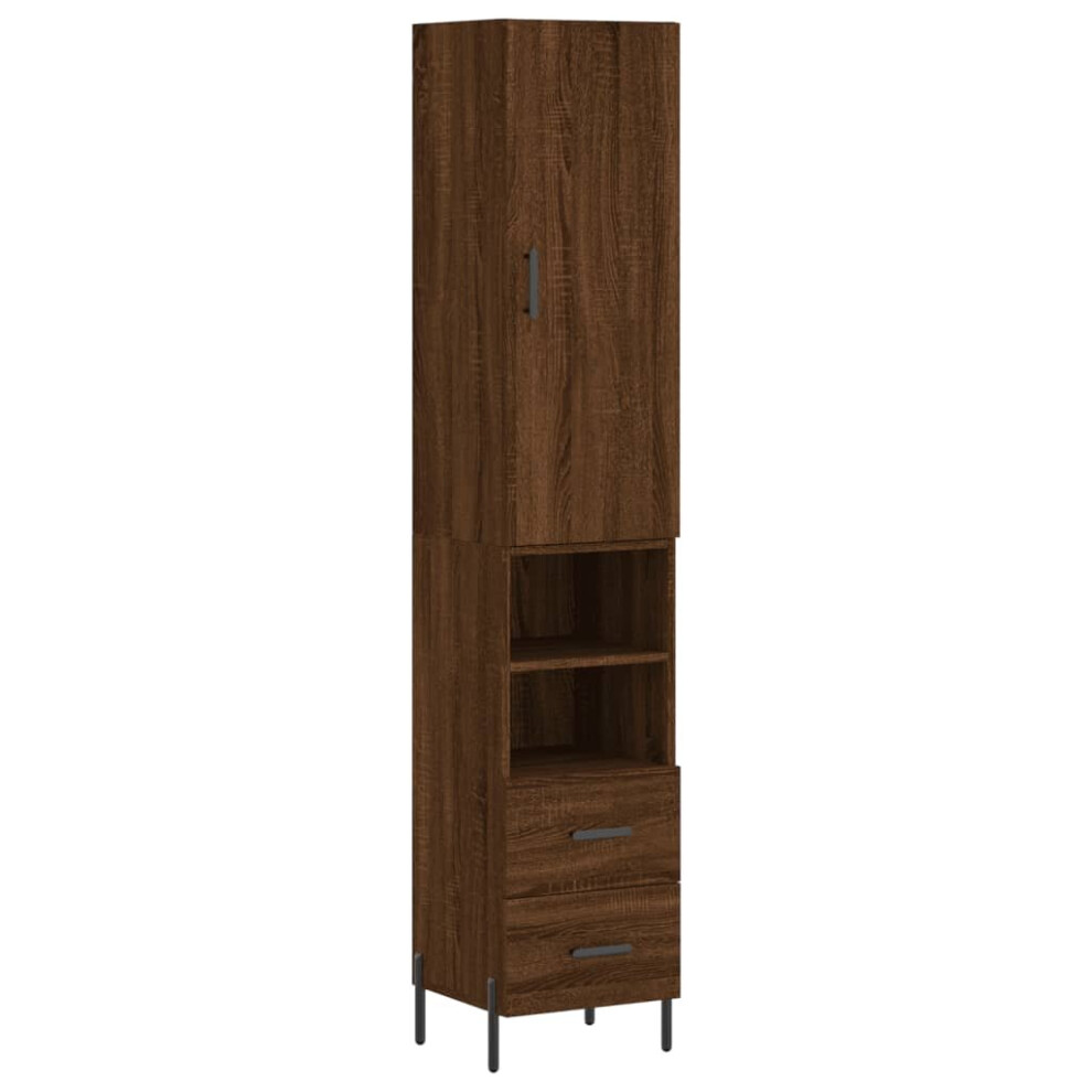 (brown oak, 2 drawers 2 shelves) vidaXL Highboard Sideboard Tall Storage Cabinet Side Cabinet Engineered Wood