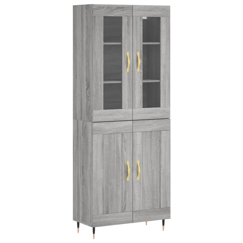 Vidaxl (Grey Sonoma, 2 Wood Doors) Highboard Sideboard Tall Storage Cabinet Side Cabinet Engineered Wood