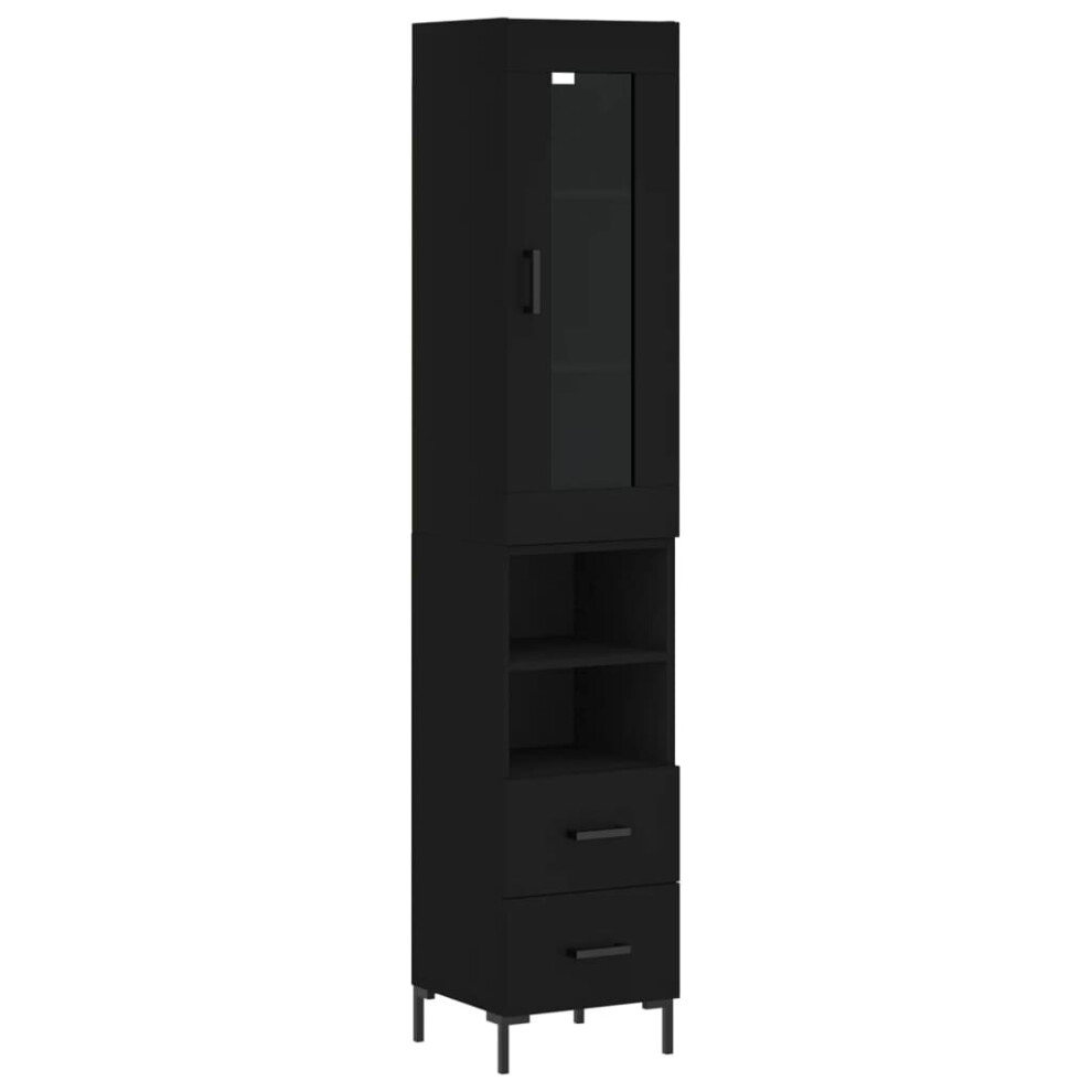 (black, 2 drawers 2 shelves) vidaXL Highboard Sideboard Tall Storage Cabinet Side Cabinet Engineered Wood