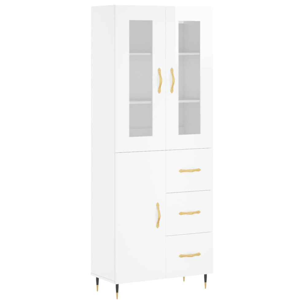 (high gloss white, 1 door 3 drawers) vidaXL Highboard Sideboard Tall Storage Cabinet Side Cabinet Engineered Wood