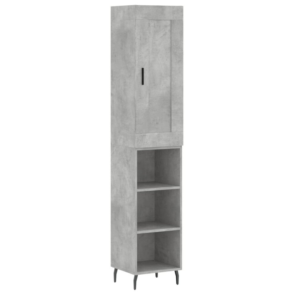 Vidaxl (Concrete Grey, 3 Shelves) Highboard Sideboard Tall Storage Cabinet Side Cabinet Engineered Wood